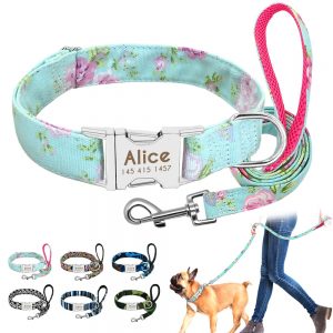 Personalized Dog Collar with Leash
